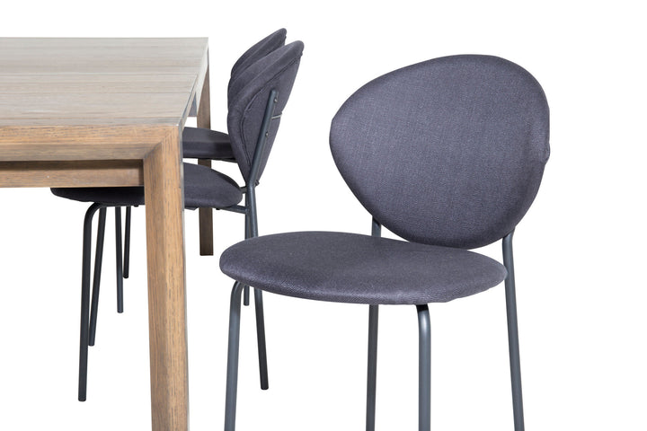 Venture Home Slider Extention Table - Smoked Oak - 170+40+40cm +Vault Dining Chair - Black L