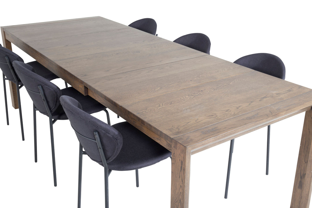 Venture Home Slider Extention Table - Smoked Oak - 170+40+40cm +Vault Dining Chair - Black L