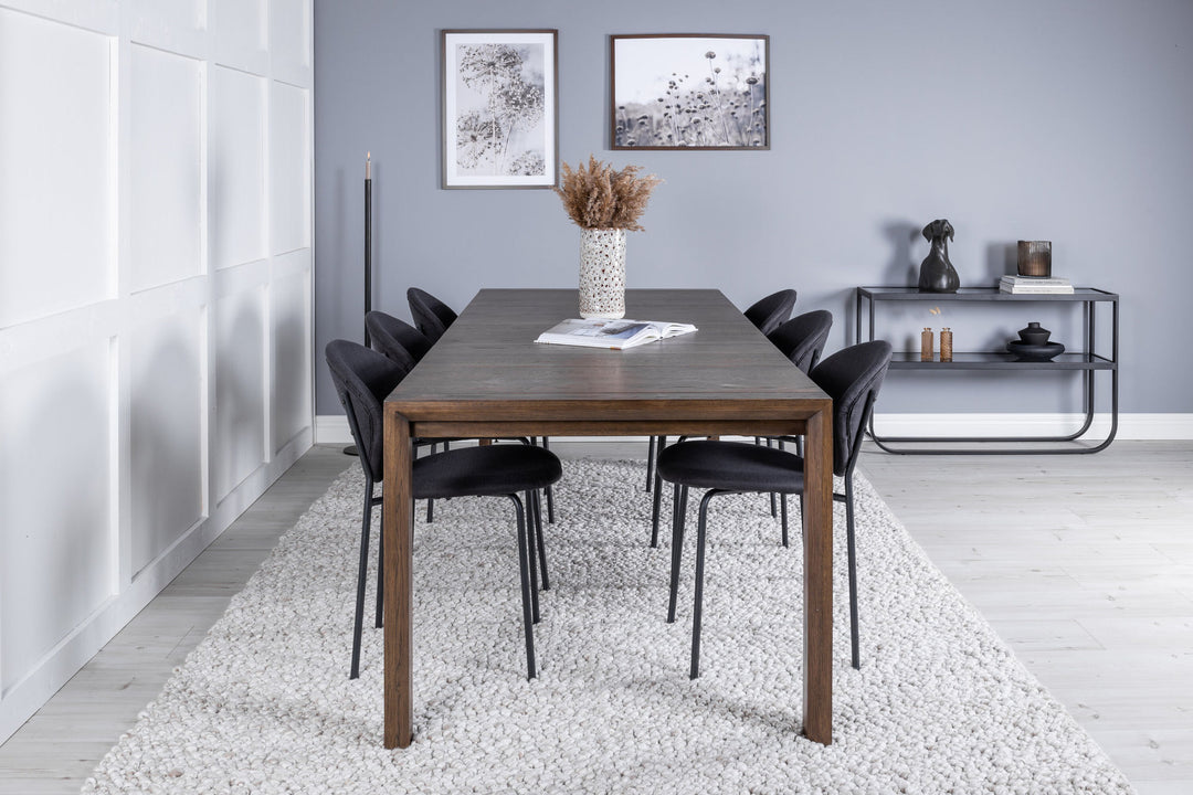 Venture Home Slider Extention Table - Smoked Oak - 170+40+40cm +Vault Dining Chair - Black L