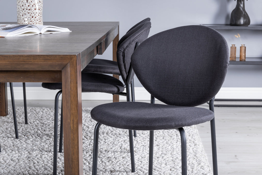 Venture Home Slider Extention Table - Smoked Oak - 170+40+40cm +Vault Dining Chair - Black L
