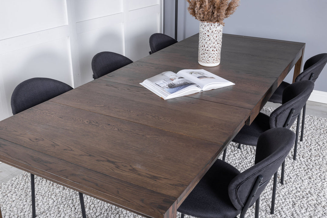 Venture Home Slider Extention Table - Smoked Oak - 170+40+40cm +Vault Dining Chair - Black L