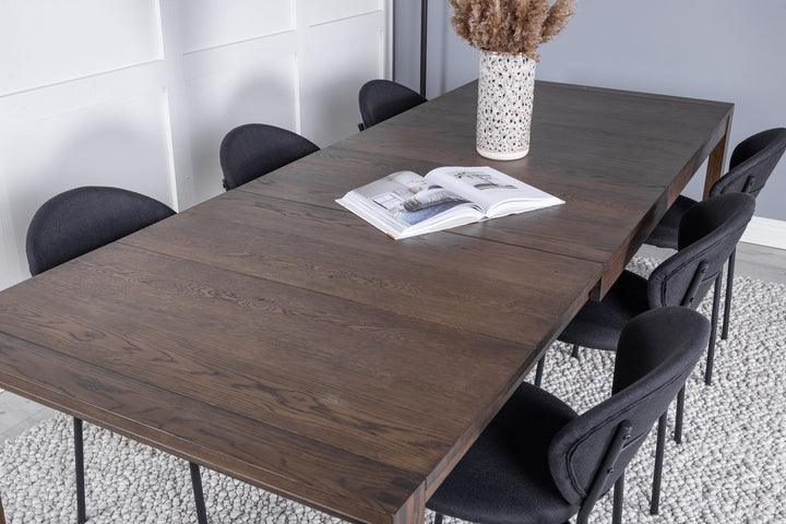 Venture Home Slider Extention Table - Smoked Oak - 170+40+40cm +Vault Dining Chair - Black L