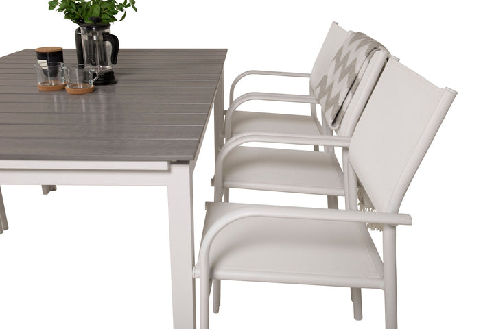 Venture Home Levels Table 160/240 - White/Grey - Santorini Arm Chair (Stackable) - White Alu / White Textilene 6