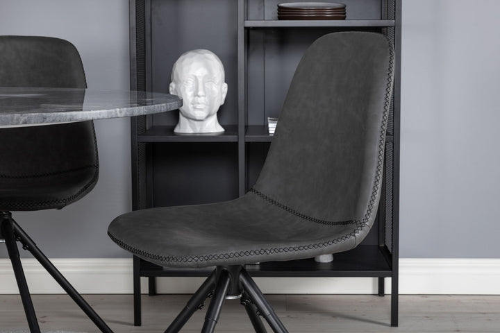 Venture Home Estelle Round Dining Table ø106 H75 - Black / Black+Polar Dining Chair with Spin function - black Legs - Black PU - Black Stitches_4