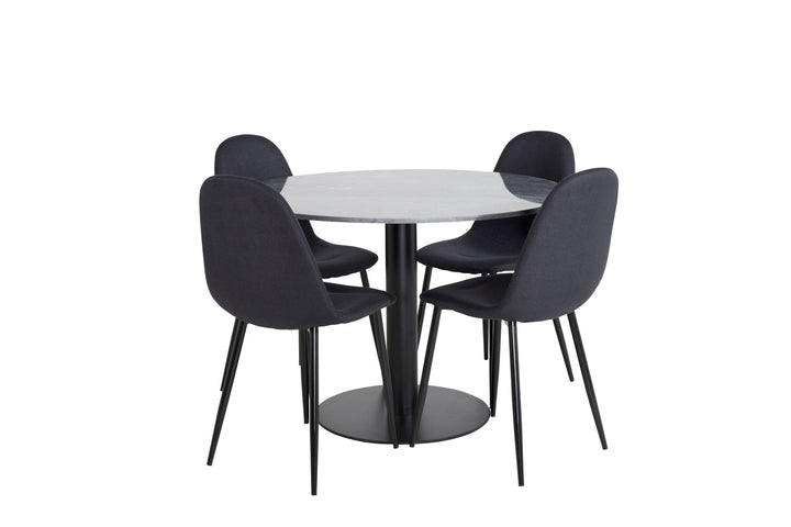 Venture Home Estelle Round Dining Table ø106 H75 - Black / Black+Polar Dining Chair - Black Legs - Black Fabric_4