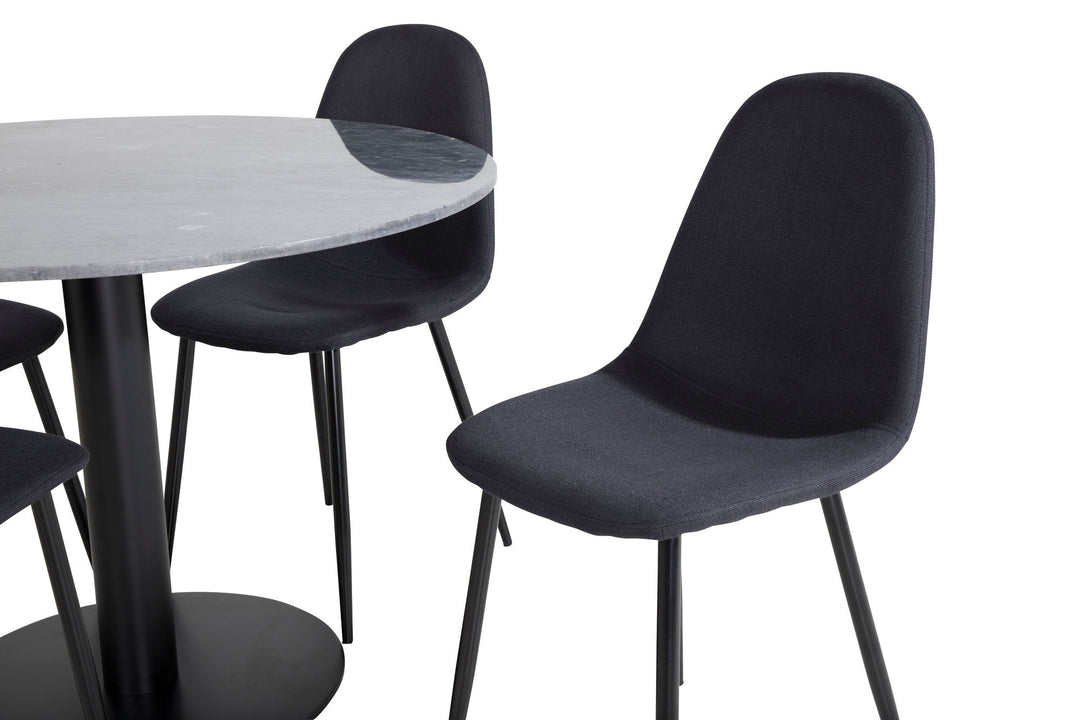 Venture Home Estelle Round Dining Table ø106 H75 - Black / Black+Polar Dining Chair - Black Legs - Black Fabric_4