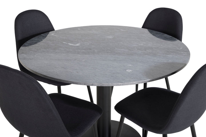 Venture Home Estelle Round Dining Table ø106 H75 - Black / Black+Polar Dining Chair - Black Legs - Black Fabric_4