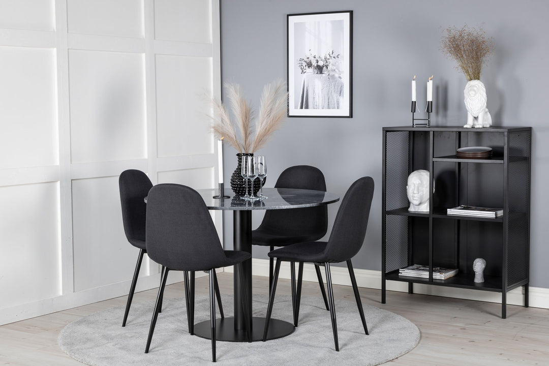 Venture Home Estelle Round Dining Table ø106 H75 - Black / Black+Polar Dining Chair - Black Legs - Black Fabric_4