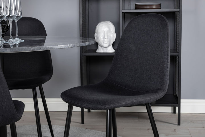 Venture Home Estelle Round Dining Table ø106 H75 - Black / Black+Polar Dining Chair - Black Legs - Black Fabric_4