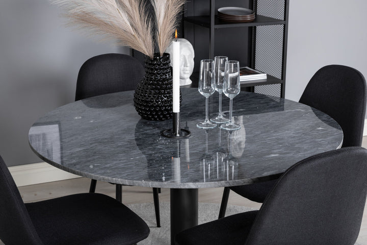 Venture Home Estelle Round Dining Table ø106 H75 - Black / Black+Polar Dining Chair - Black Legs - Black Fabric_4