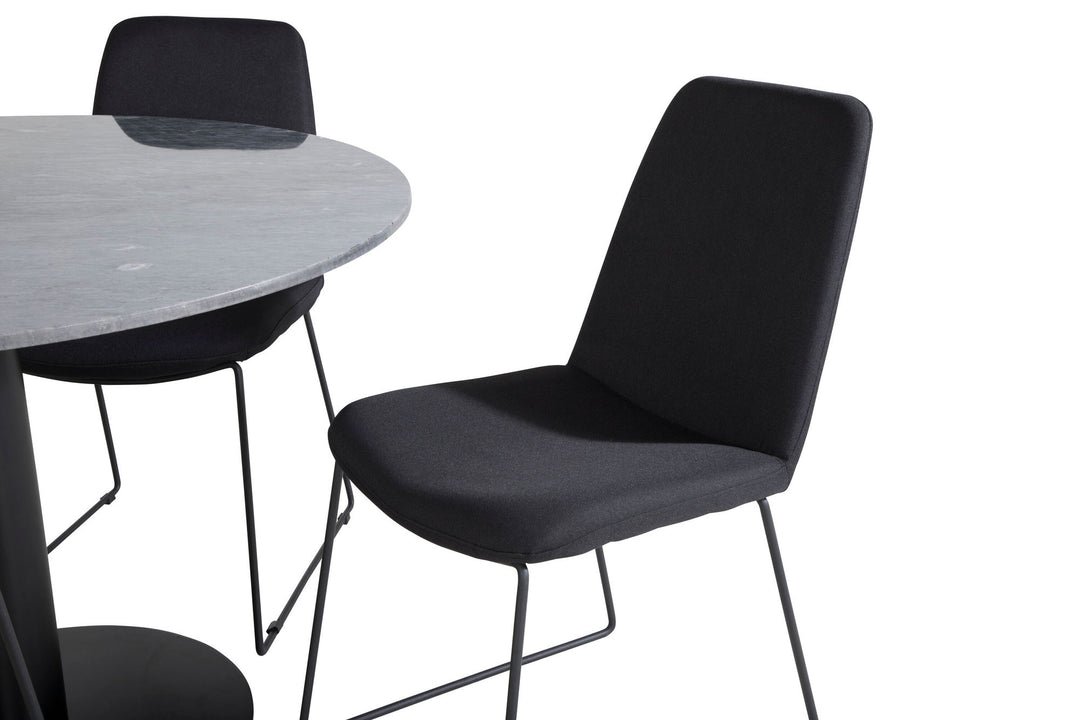Venture Home Estelle Round Dining Table ø106 H75 - Black / Black+Muce Dining Chair - Black Legs - Black Fabric_4