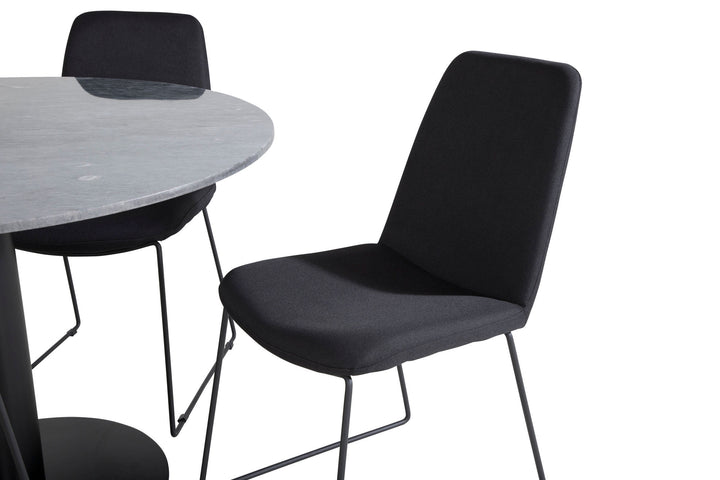 Venture Home Estelle Round Dining Table ø106 H75 - Black / Black+Muce Dining Chair - Black Legs - Black Fabric_4