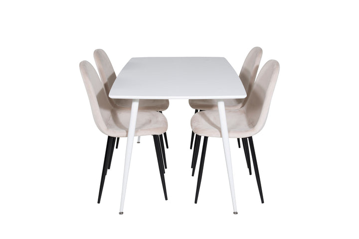 Venture Home Polar Dining table 120 cm - White White+Polar Dining Chair- Black legs / Beige
