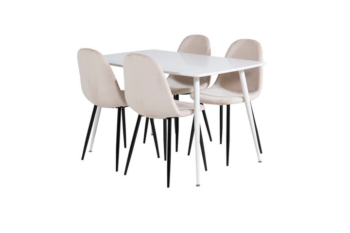 Venture Home Polar Dining table 120 cm - White White+Polar Dining Chair- Black legs / Beige