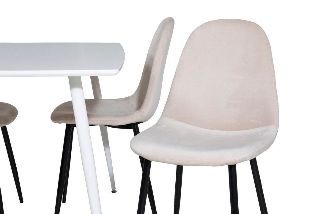 Venture Home Polar Dining table 120 cm - White White+Polar Dining Chair- Black legs / Beige