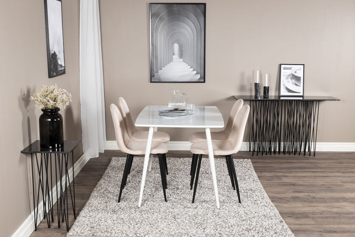 Venture Home Polar Dining table 120 cm - White White+Polar Dining Chair- Black legs / Beige
