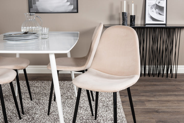 Venture Home Polar Dining table 120 cm - White White+Polar Dining Chair- Black legs / Beige