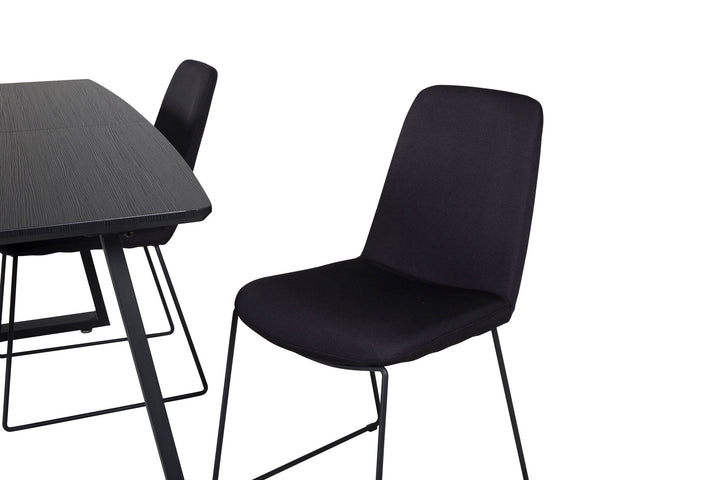 Venture Home Inca Extentiontable - Black top / black Legs+Muce Dining Chair - Black Legs - Black Fabric_4