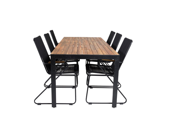 Venture Home Bois Dining table 200*100cm - Black Legs / Acacia +Bois Armchair - Black Alu /