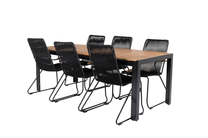 Venture Home Bois Dining table 200*100cm - Black Legs / Acacia +Bois Armchair - Black Alu /