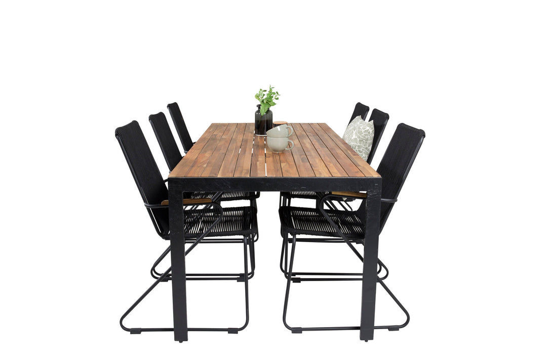 Venture Home Bois Dining table 200*100cm - Black Legs / Acacia +Bois Armchair - Black Alu /