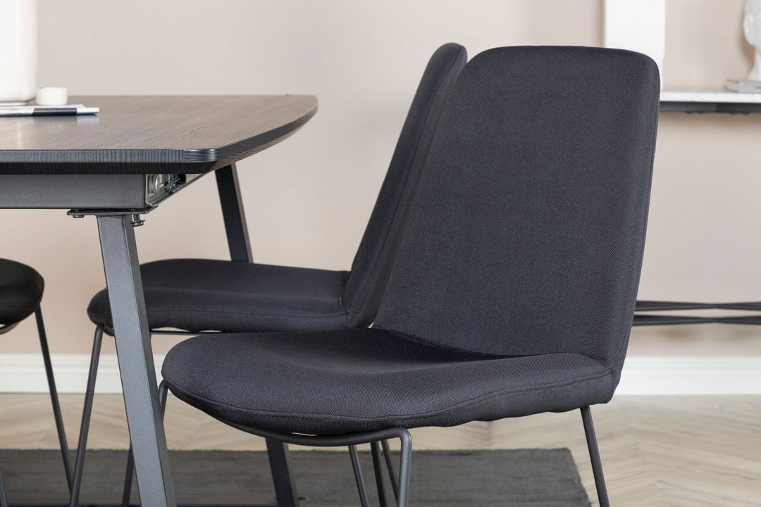 Venture Home Inca Extentiontable - Black top / black Legs+Muce Dining Chair - Black Legs - Black Fabric_4