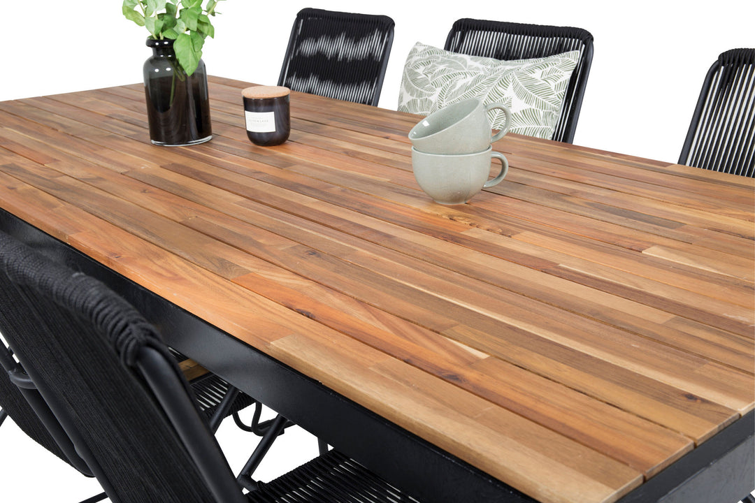 Venture Home Bois Dining table 200*100cm - Black Legs / Acacia +Bois Armchair - Black Alu /