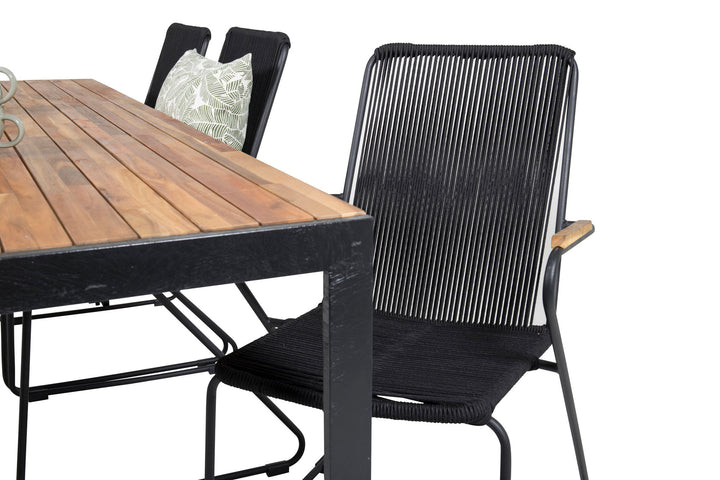 Venture Home Bois Dining table 200*100cm - Black Legs / Acacia +Bois Armchair - Black Alu /