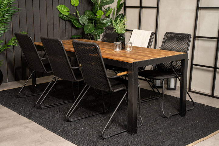 Venture Home Bois Dining table 200*100cm - Black Legs / Acacia +Bois Armchair - Black Alu /