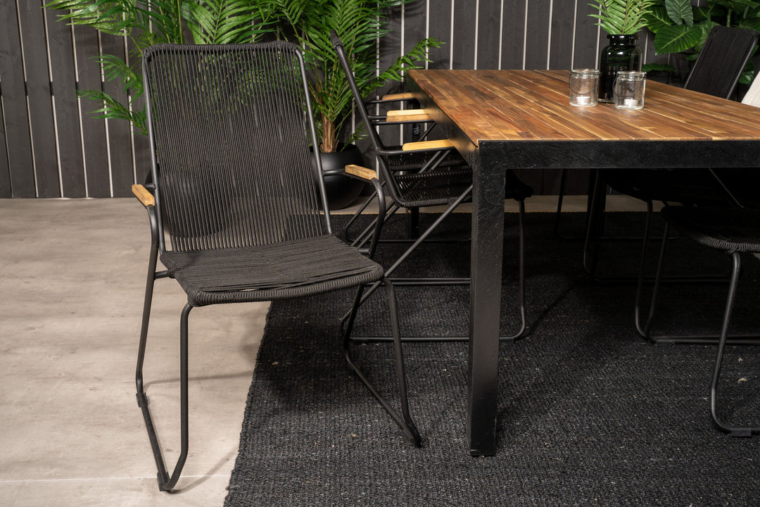 Venture Home Bois Dining table 200*100cm - Black Legs / Acacia +Bois Armchair - Black Alu /