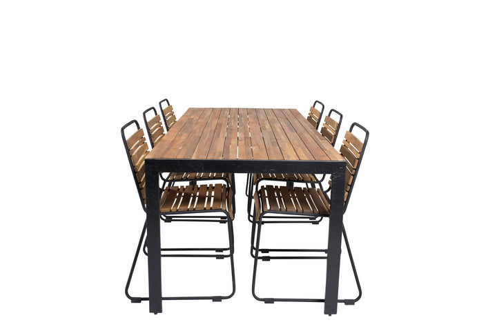 Venture Home Bois Dining table 200*100cm - Black Legs / Acacia +Bois Dining Chair - Black Al