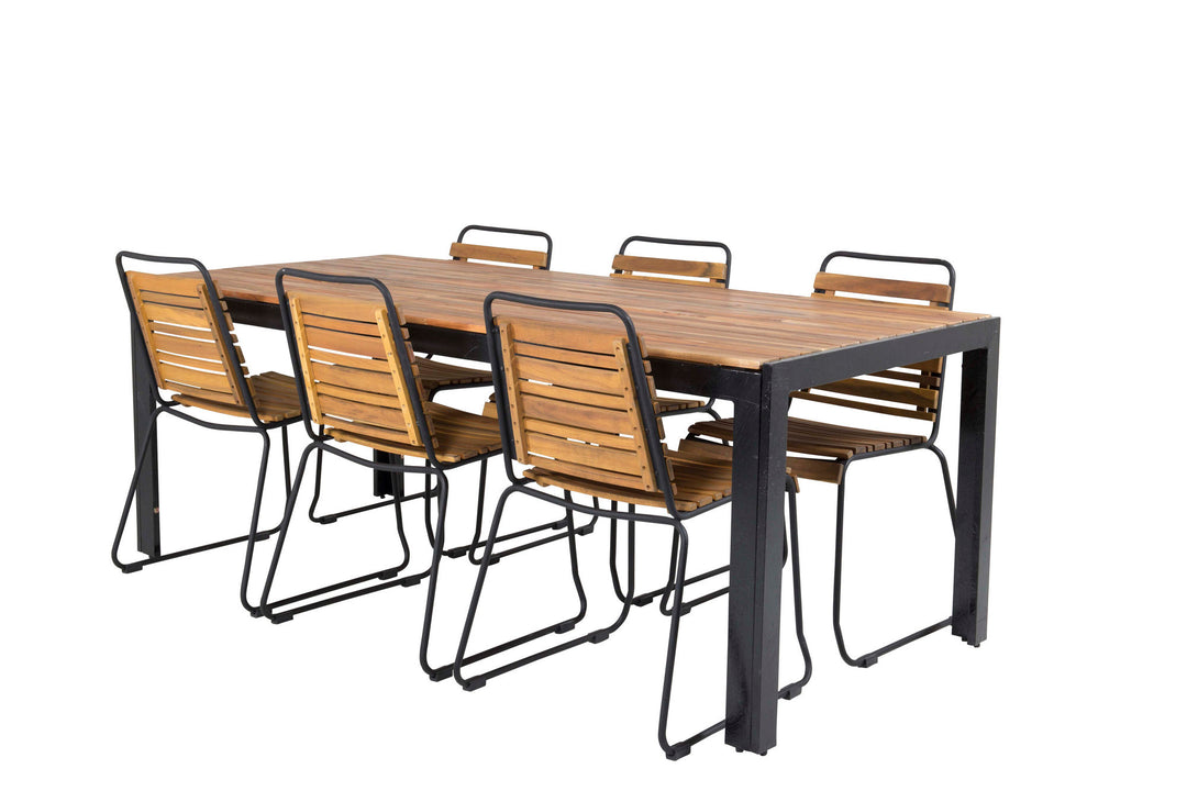 Venture Home Bois Dining table 200*100cm - Black Legs / Acacia +Bois Dining Chair - Black Al