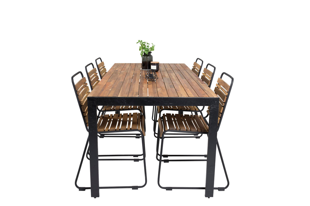 Venture Home Bois Dining table 200*100cm - Black Legs / Acacia +Bois Dining Chair - Black Al