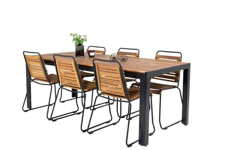 Venture Home Bois Dining table 200*100cm - Black Legs / Acacia +Bois Dining Chair - Black Al