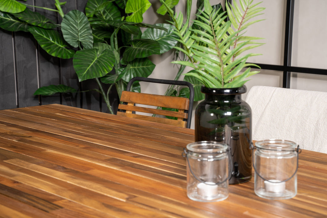 Venture Home Bois Dining table 200*100cm - Black Legs / Acacia +Bois Dining Chair - Black Al
