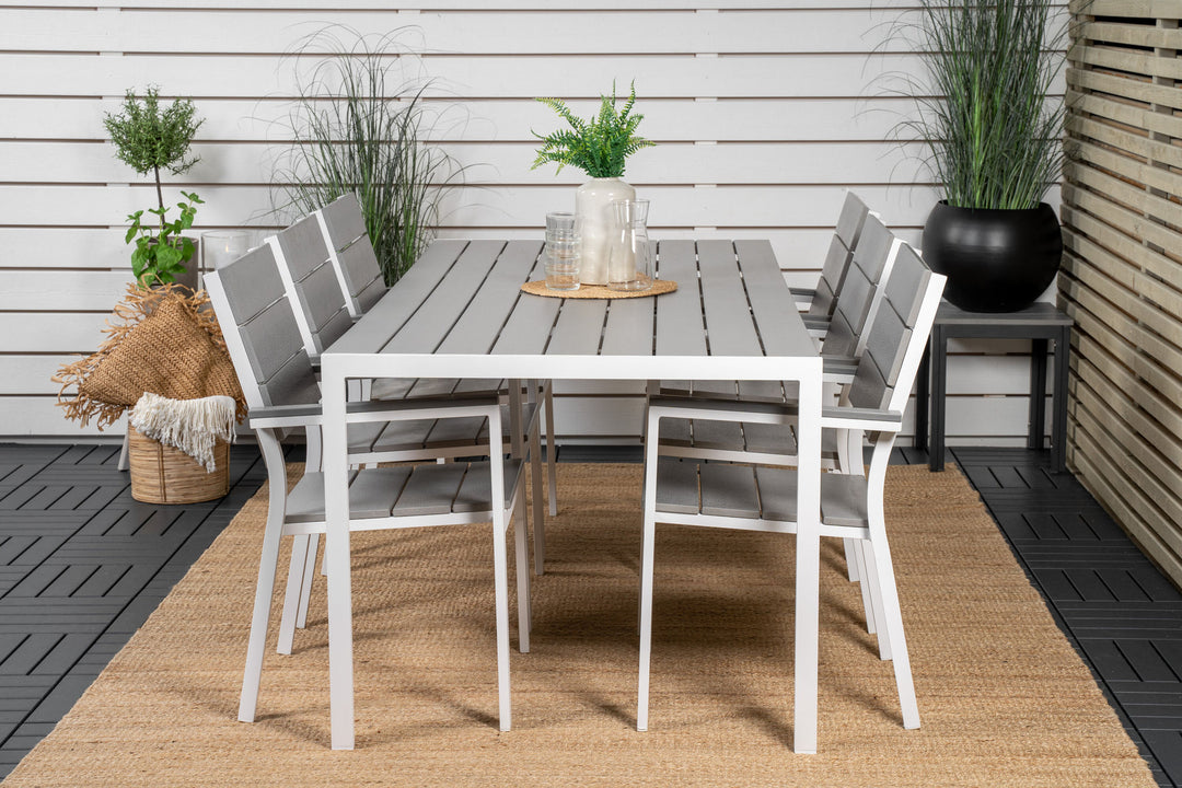 Venture Home Break Dining Table - 205*90 - White Alu / Grey Aintwood+Levels Chair (stackable)