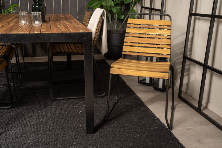 Venture Home Bois Dining table 200*100cm - Black Legs / Acacia +Bois Dining Chair - Black Al