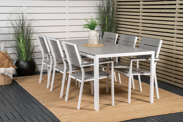 Venture Home Break Dining Table - 205*90 - White Alu / Grey Aintwood+Levels Chair (stackable)
