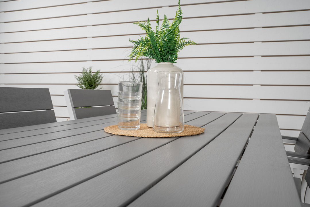 Venture Home Break Dining Table - 205*90 - White Alu / Grey Aintwood+Levels Chair (stackable)