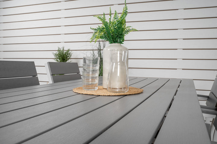 Venture Home Break Dining Table - 205*90 - White Alu / Grey Aintwood+Levels Chair (stackable)
