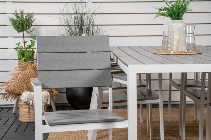 Venture Home Break Dining Table - 205*90 - White Alu / Grey Aintwood+Levels Chair (stackable)