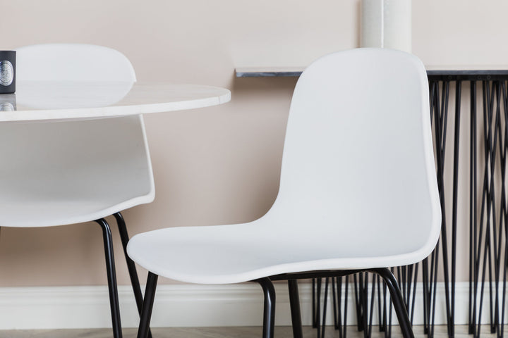Venture Home Estelle Round Dining Table ø106 H75 - White / Black+Arctic Dining Chair - Black Legs - White Plastic_4