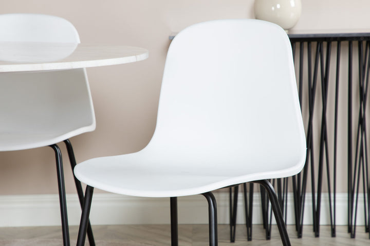 Venture Home Estelle Round Dining Table ø106 H75 - White / Black+Arctic Dining Chair - Black Legs - White Plastic_4