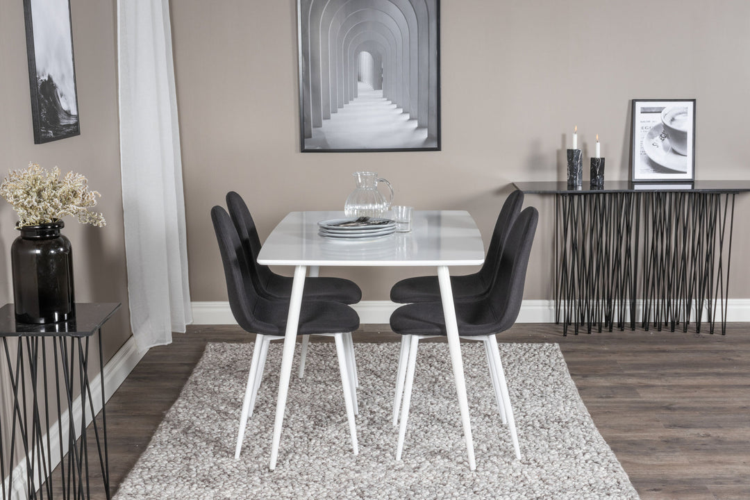 Venture Home Polar Dining table 120 cm - White White+Polar Dining Chair - White Legs - Black