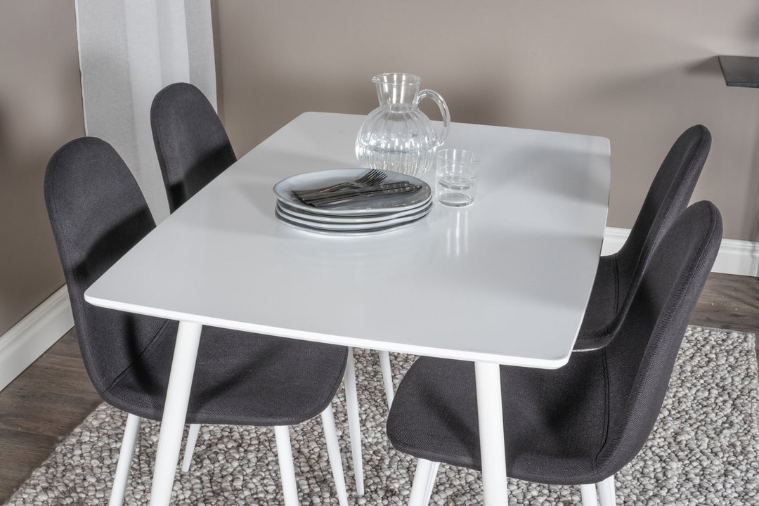 Venture Home Polar Dining table 120 cm - White White+Polar Dining Chair - White Legs - Black