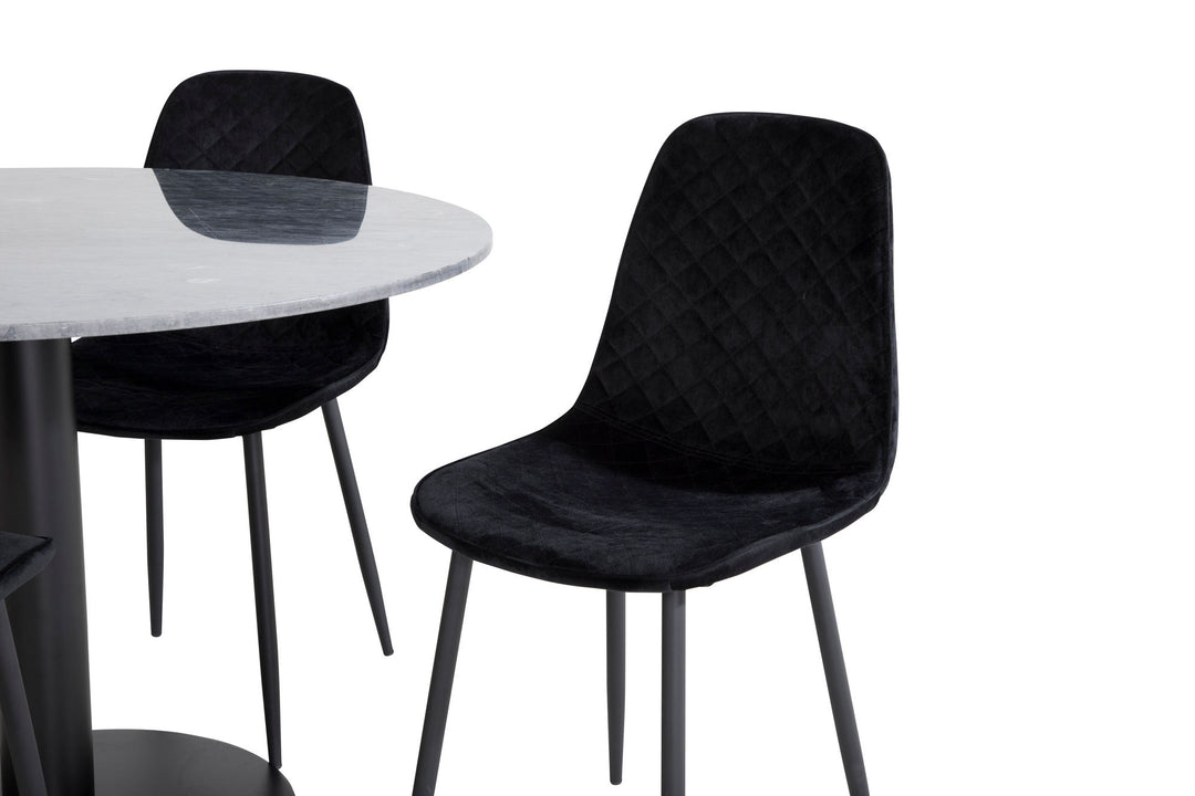 Venture Home Estelle Round Dining Table ø106 H75 - Black / Black+Polar Diamond Dining Chair - Black Legs - Black Velvet_4