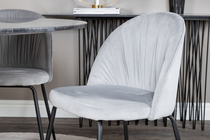 Venture Home Estelle Round Dining Table ø106 H75 - Black / Brass+Wrinkles Dining Chair - Black Legs - Grey Velvet_4