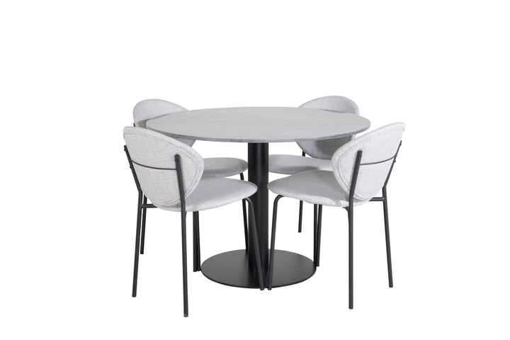 Venture Home Estelle Round Dining Table ø106 H75 - Black / Black+Vault Dining Chair - Black Legs - Grey Fabric_4