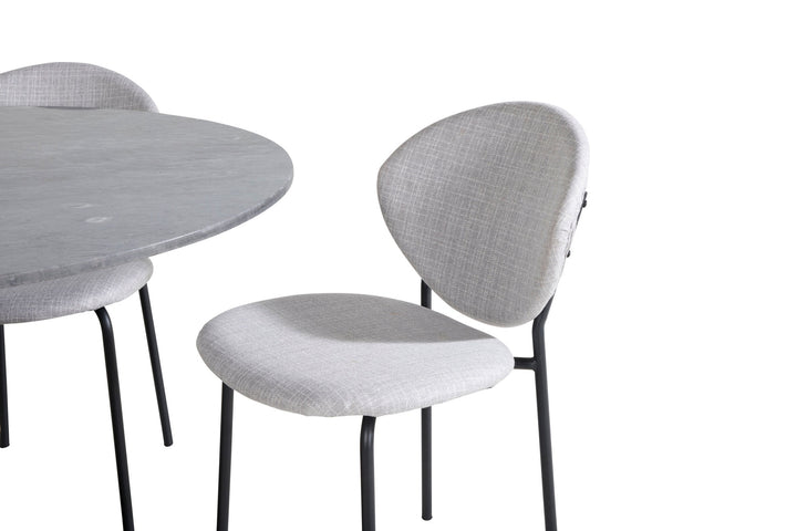 Venture Home Estelle Round Dining Table ø106 H75 - Black / Black+Vault Dining Chair - Black Legs - Grey Fabric_4