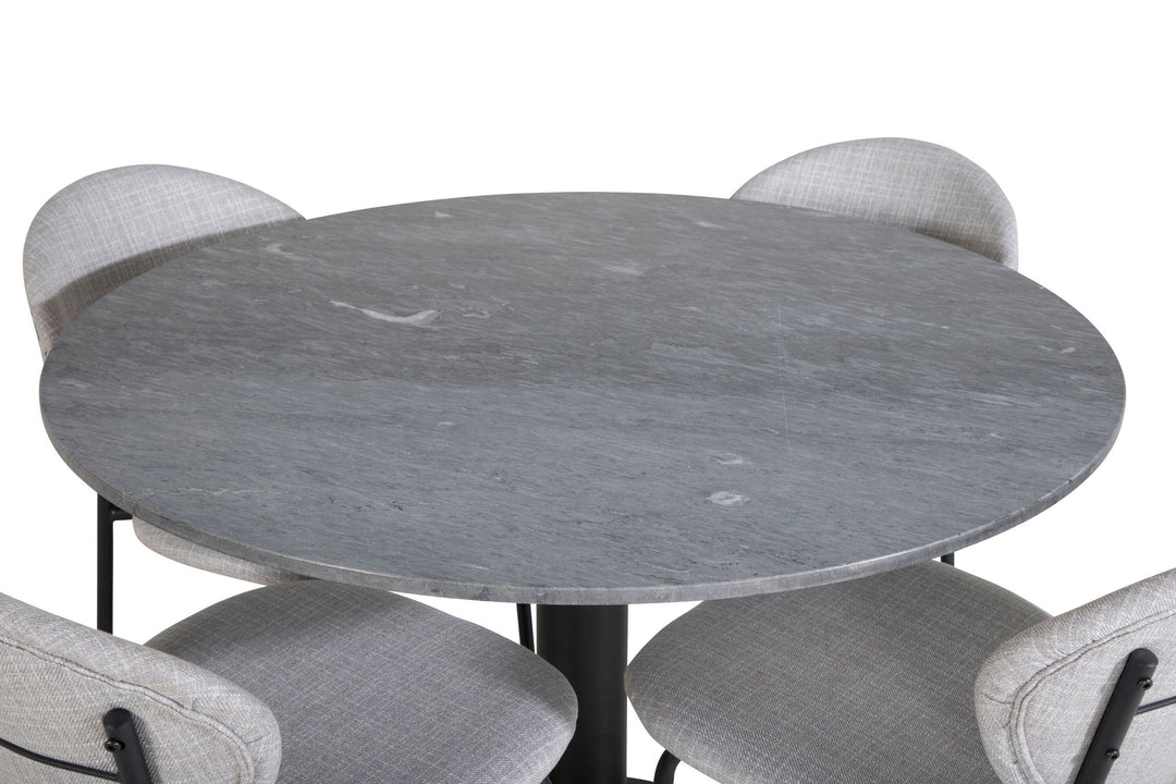 Venture Home Estelle Round Dining Table ø106 H75 - Black / Black+Vault Dining Chair - Black Legs - Grey Fabric_4